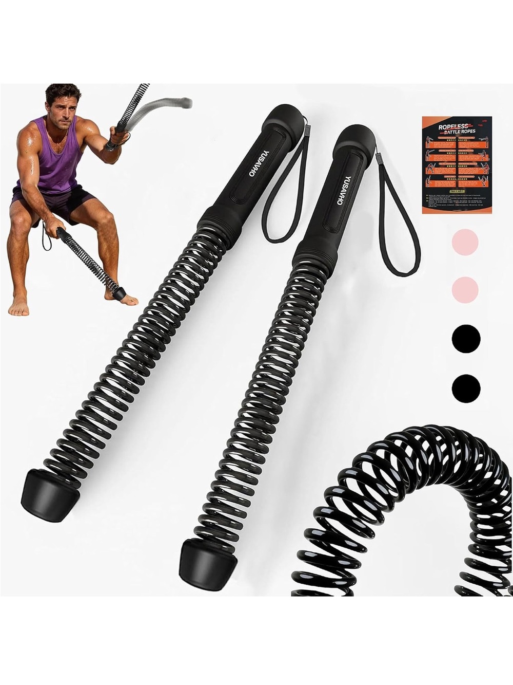 Yasavho Ropeless Battle Ropes Black